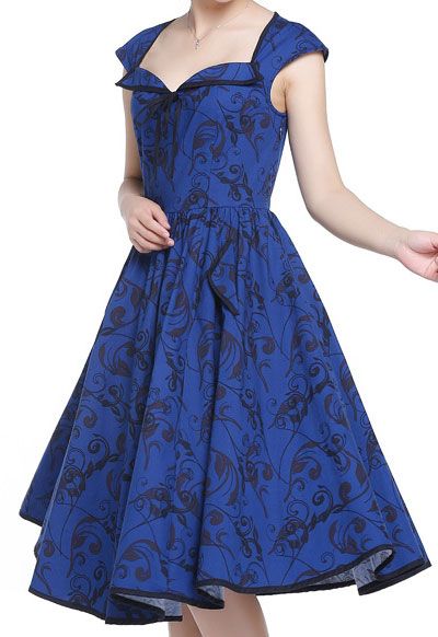 CARON BLUE - 50s Kleid - blau/schwarz - Gr. 46/48 - 48/50